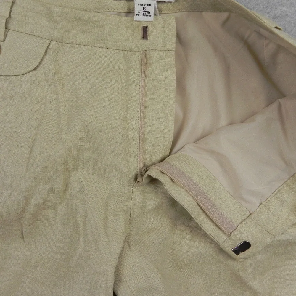 Banana Republic Pants Womens 6 Martin Stretch Linen Blend Wide Leg Slacks Beige